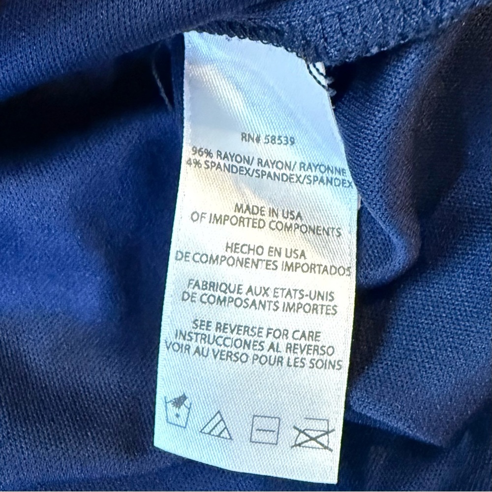 Kut From The Kloth Moller Knit Ruched Faux Wrap Dress 14 Blue & White Sleeveless - Picture 7 of 11